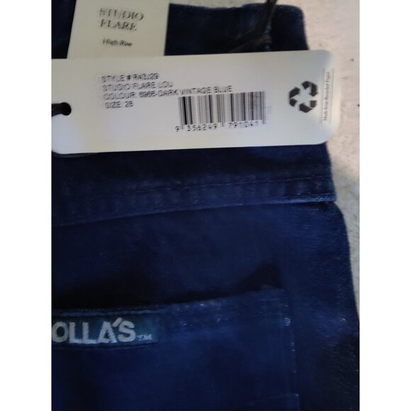 Rolla's Studio Flare Lou High Rise Button Fly Dark wash Retro Style (SOLD) - Picture 9 of 11